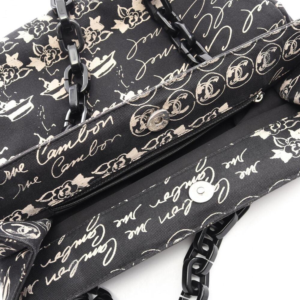 CHANEL Black Canvas Logo Tote Bag - Picture 6 of 11